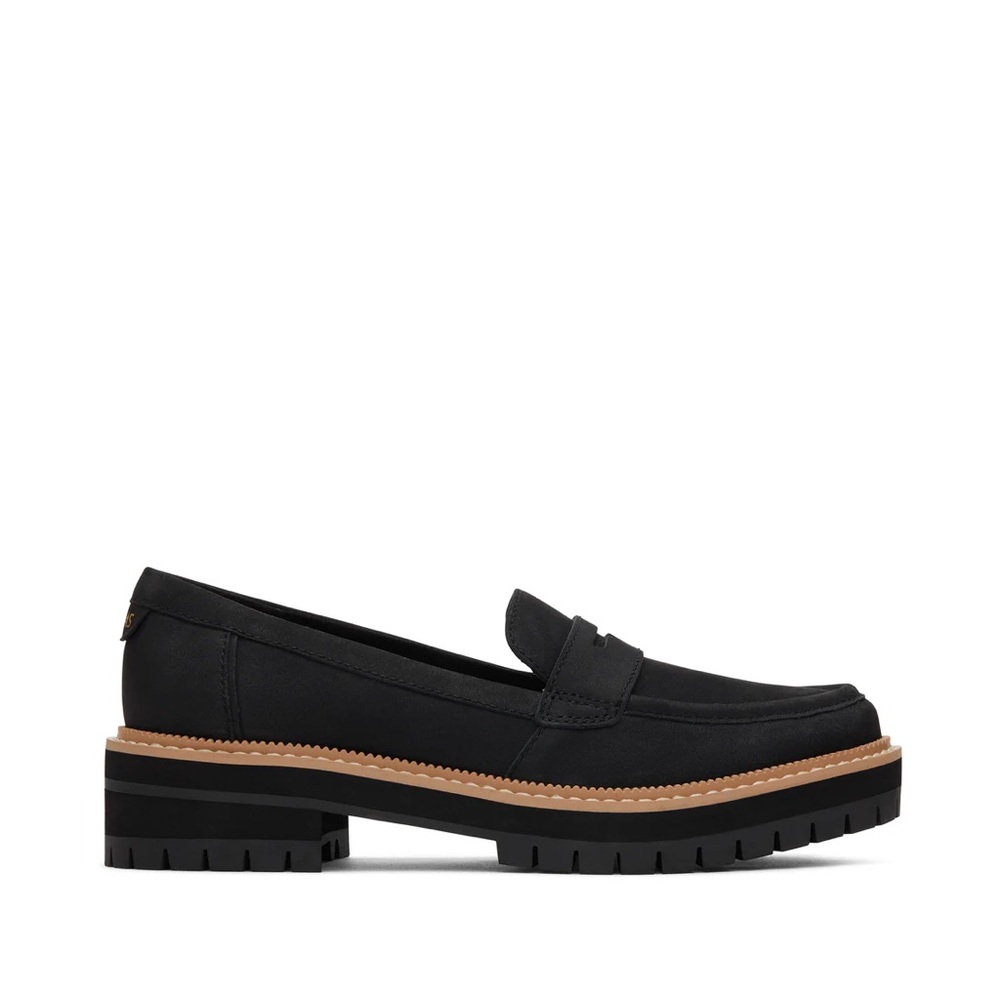 Toms Black Loafers with Tan Sole